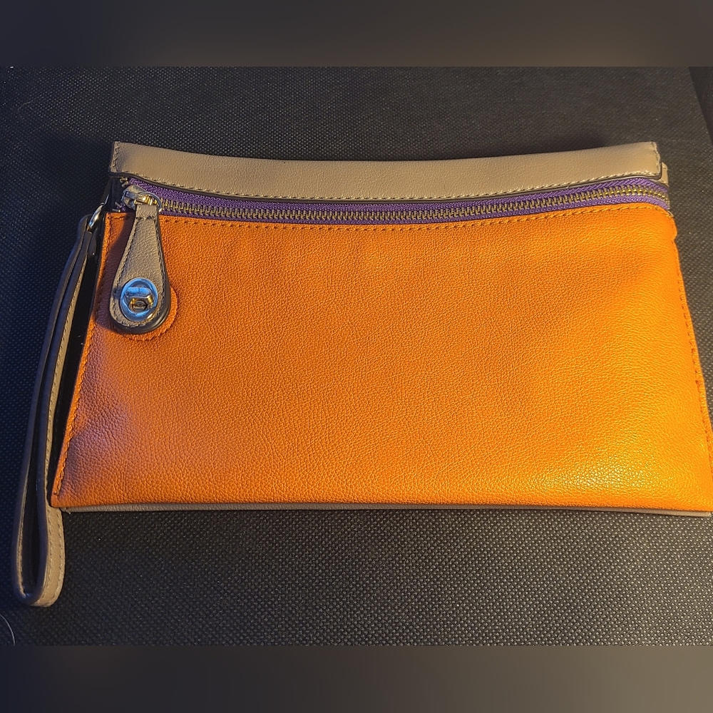 Sondra Roberts leather, 3 comparment clutch